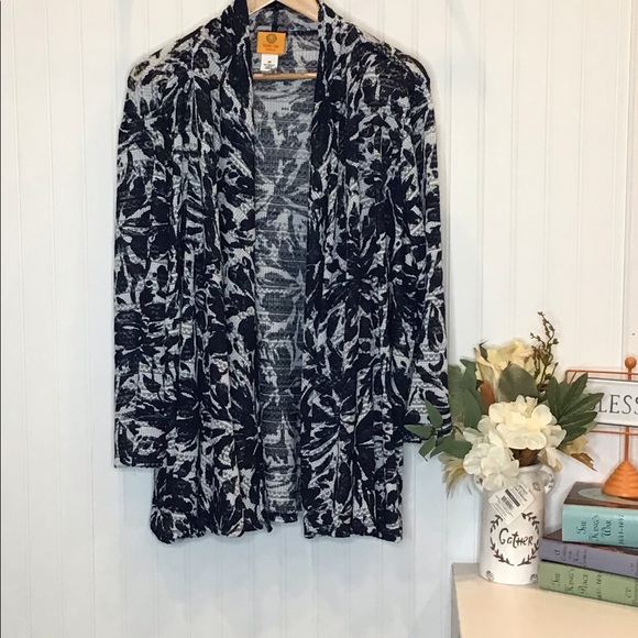 Ruby Rd. | Plus Size Women’s Cardigan Sweater Blue/White 3X - Picture 6 of 16